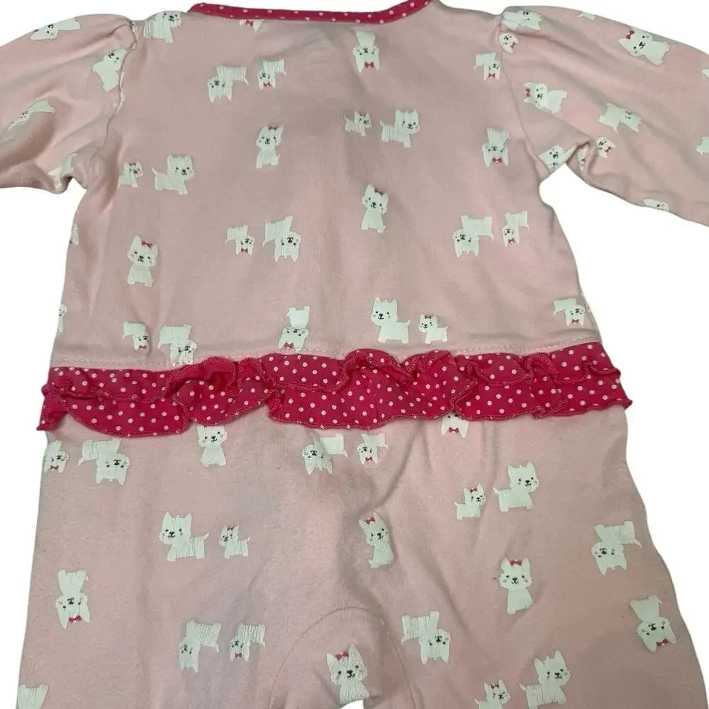 Carter's Footie Sleeper Pajamas Baby Girl Dogs Pink 9 Months